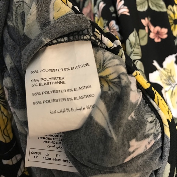 Addition Elle Floral Surplice Bodysuit Black 1X - Picture 7 of 8